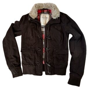 Abercrombie & Fitch Utility Bomber Jacket, flannel lined w/ fur Women's S